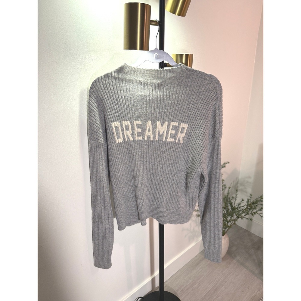 Spiritual Gangster crewneck merino cashmere DREAMER preppy pullover cozy gray Md